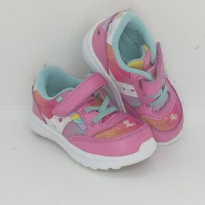Saucony Jazz Lite Baby Girls Pre-owned Pink Leather Unicorn Sneakers- sz. 4 1/2T
